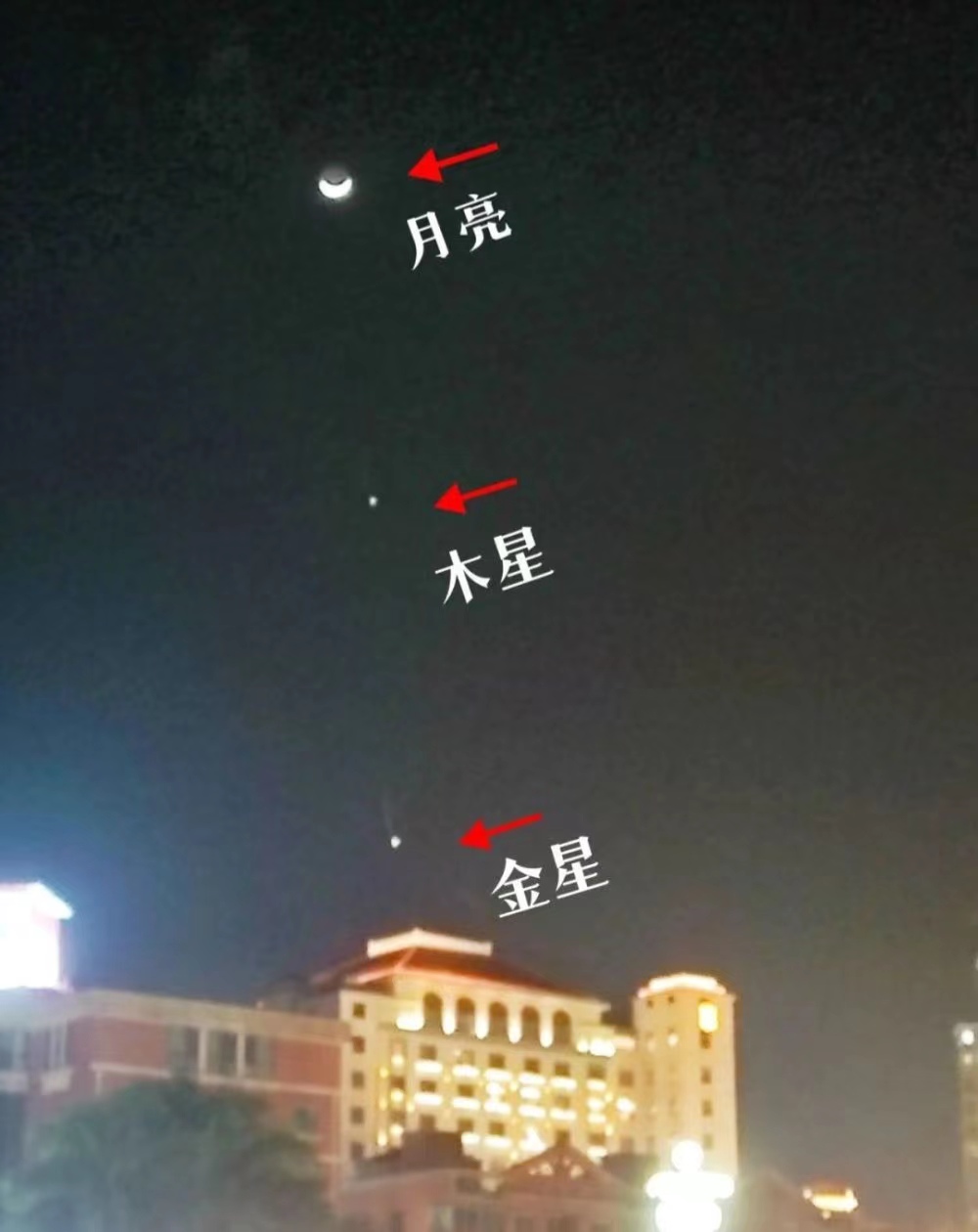 好运征兆，全国多地现“三星连珠”天